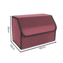 2X Leather Car Boot Organizer Medium Collapsible Foldable Storage Box Red