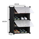 4 Tier Shoe Rack Organizer Stackable Storage Cabinet Black with Cover