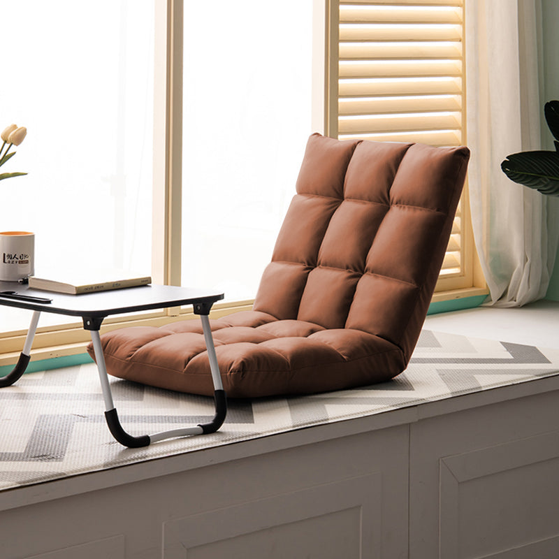 4X Coffee Air Leather Floor Recliner Adjustable Foldable Indoor Outdoor Brown