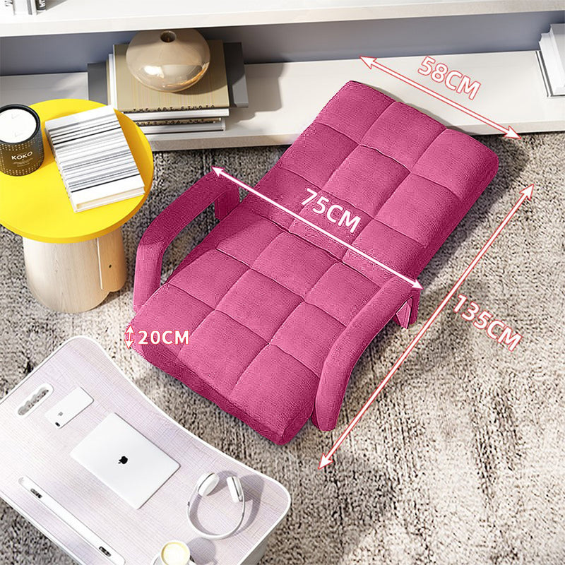 2X Foldable Floor Lounge Recliner Chair Linen Fabric 135x58x20cm Pink Adjustable