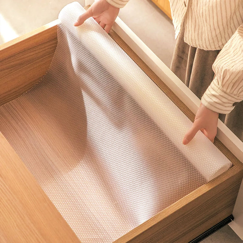 Transparent EVA Kitchen Drawer Liner 45x500cm Non Slip Waterproof Mat