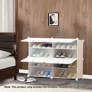 4 Tier 2 Column White Shoe Rack Organizer Durable Space Saving with Cover