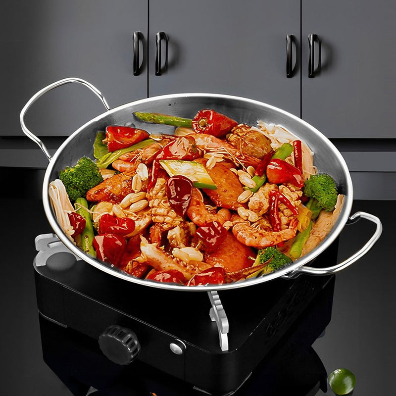 29cm Dry Pot 201 Stainless Steel Silver Nonstick Lid Induction Safe