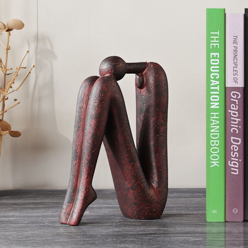 13x6x20cm Modern Stickman Art Sculpture Minimalist Resin Brown Bookend