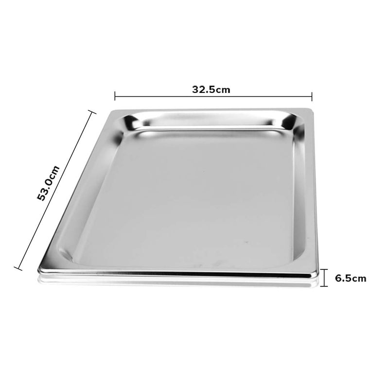 Full Size Gastronorm Pan 6.5cm Deep Stainless Steel Tray With Lid Stackable
