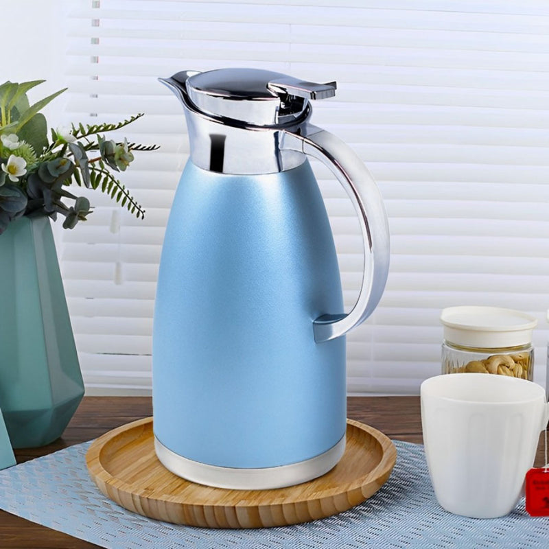 1.8L 3 Layer Vacuum Insulated Stainless Steel Flask Blue Leak Proof Wide Mouth