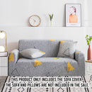 1-Seater Stretch Sofa Cover Geometric Print Polyester Grey Protector Slipcover