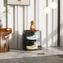 2X Portable Black Shoe Organizer 2 Tier Plastic Storage Box Magnetic Door