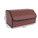 4X Large Leather Car Trunk Organizer Foldable Portable Storage Box Coffee