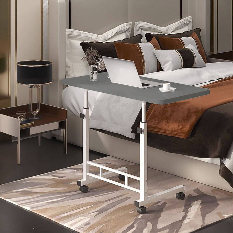 2X Gray Wood Bedside Table 40x80cm Portable Student Desk With Wheels