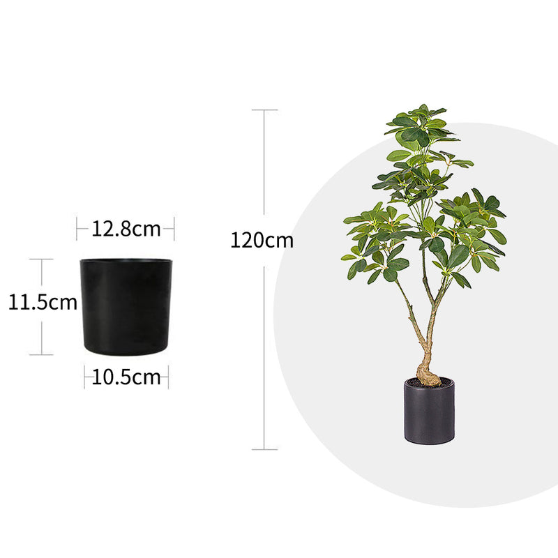 2X 120cm Artificial Schefflera Tree Polyethylene Indoor Green With Black Pot