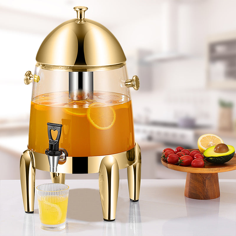 Stainless Steel 12L Beverage Dispenser Hot Cold Drink Urn with Gold Accents