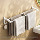Wall Mounted White Double Pole Towel Holder Aluminum Bathroom Organizer 52cm