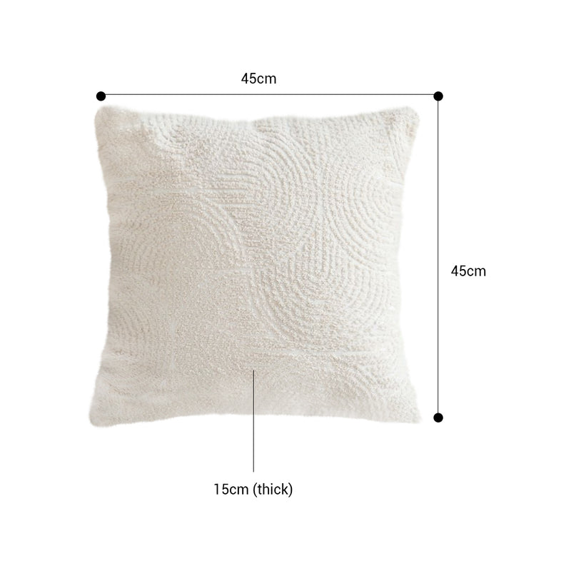 2X 45X45CM Velvet Sofa Cushion 15CM Thick 3D Raised Pattern Beige
