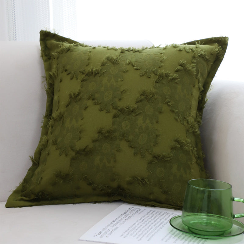 2X Green Throw Pillows 50x50x18cm Polyester Cotton Blend Soft Durable