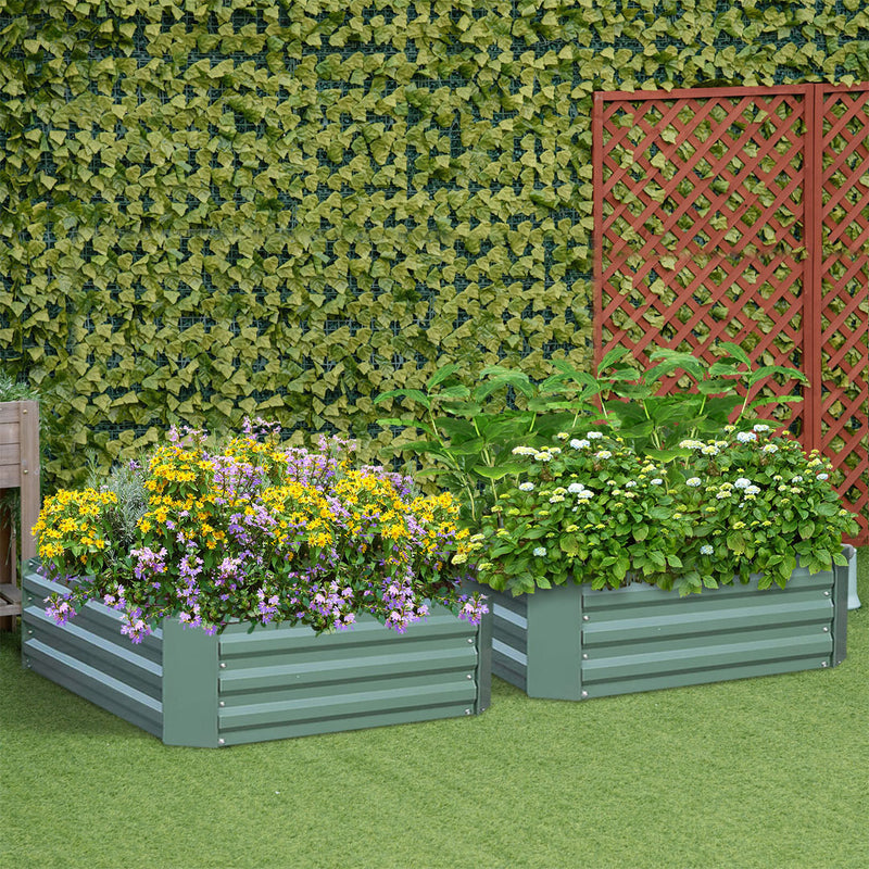 120X60cm Rectangle Raised Garden Bed Galvanized Iron Green Outdoor Planter Box