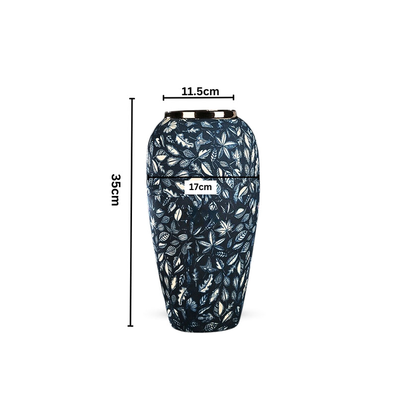 Ceramic Flower Vase 35x17cm Large Blue Elegant Living Room Decor
