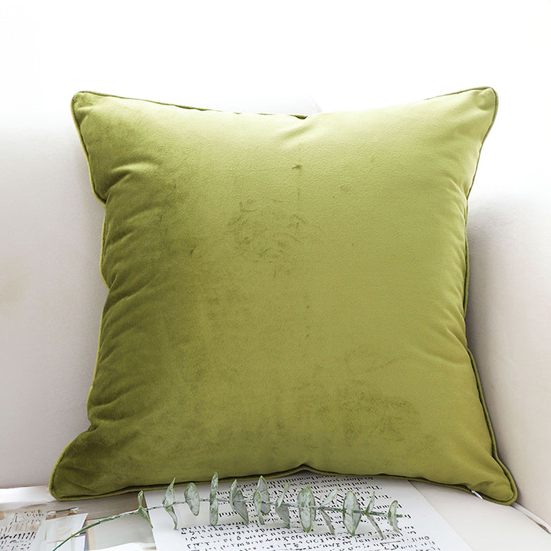 45cm Green Velvet Square Throw Pillow Plush Soft Modern Decorative Cushion