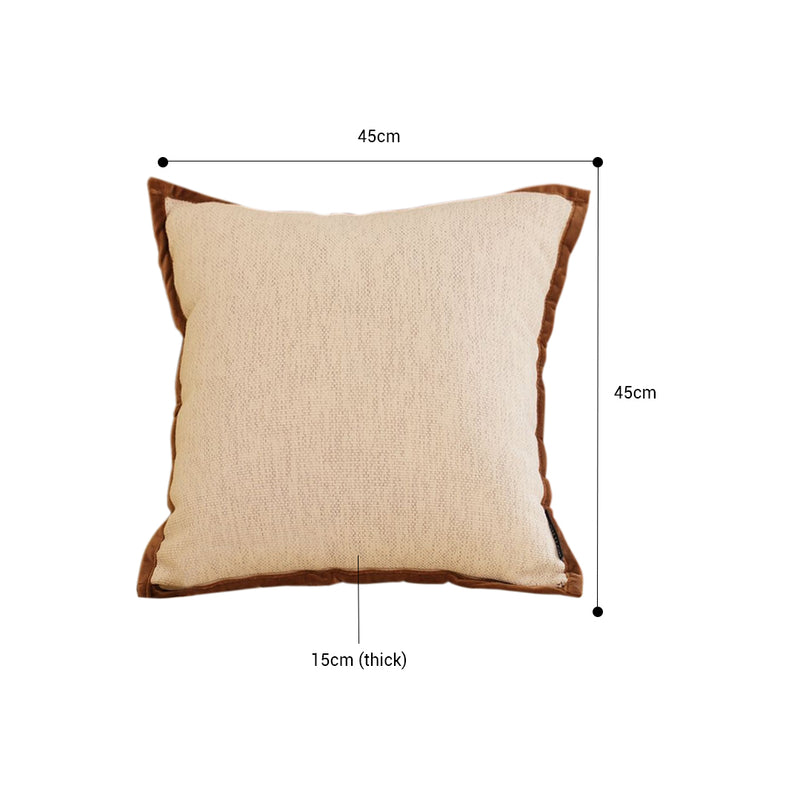 Decorative Square Velvet Throw Pillow 45x45cm Plush Polyester Cotton Off White