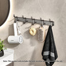 Wall Mounted Towel Rack Aluminum Black Space-Saving Waterproof Hooks 37cm