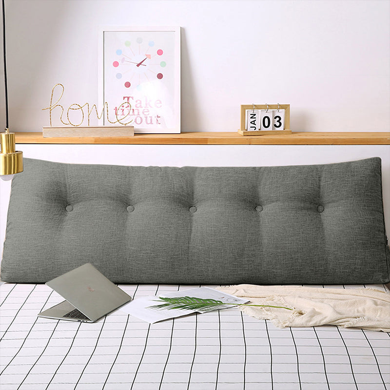 2X Triangular Wedge Bed Pillow 150cm Polyester Filled Grey Button Tufted