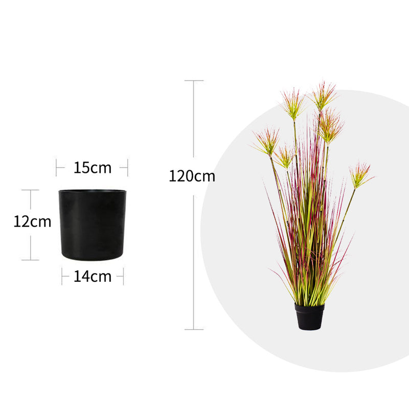 Artificial Papyrus Plant 120cm Purple Red Indoor Outdoor Potted Realistic Decor