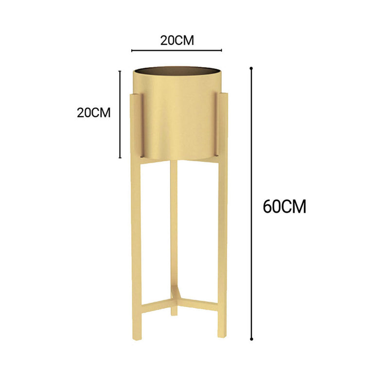 2X 60cm Gold Metal Plant Stand With Enamel Pot Corner Space Saving Indoor