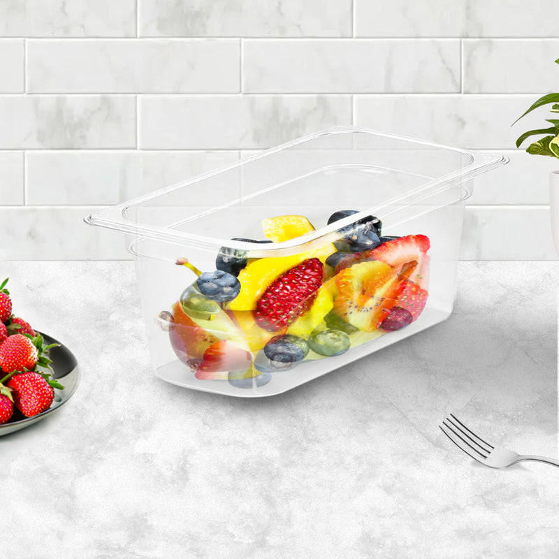 150mm Clear Polycarbonate GN Pan 1/3 Food Tray Storage Bundle of 4