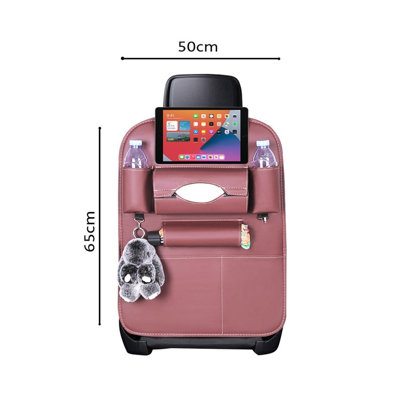 Pvc Leather Car Back Seat Organizer 50x65cm 7 Compartments Tablet Holder Coffee