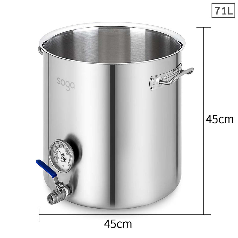 Stainless Steel 71L Brewery Pot With Beer Valve 45x45cm For Home Cooking