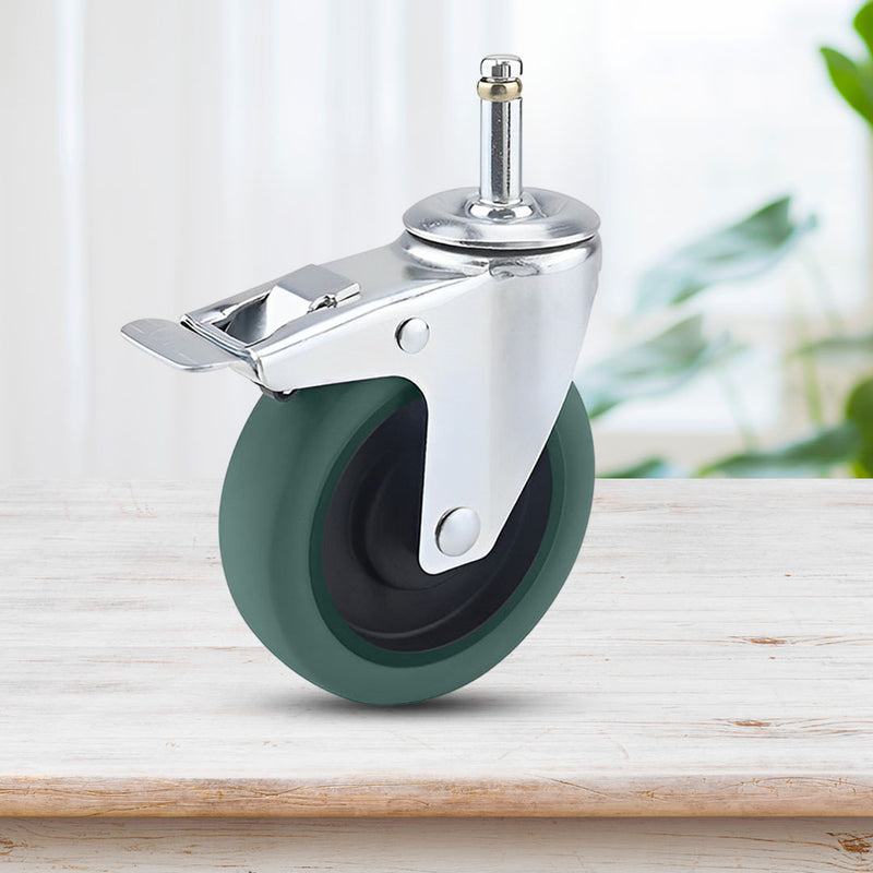 2X 4 Inch Polyurethane Swivel Caster Wheels With Brake Heavy Duty 25kg Each