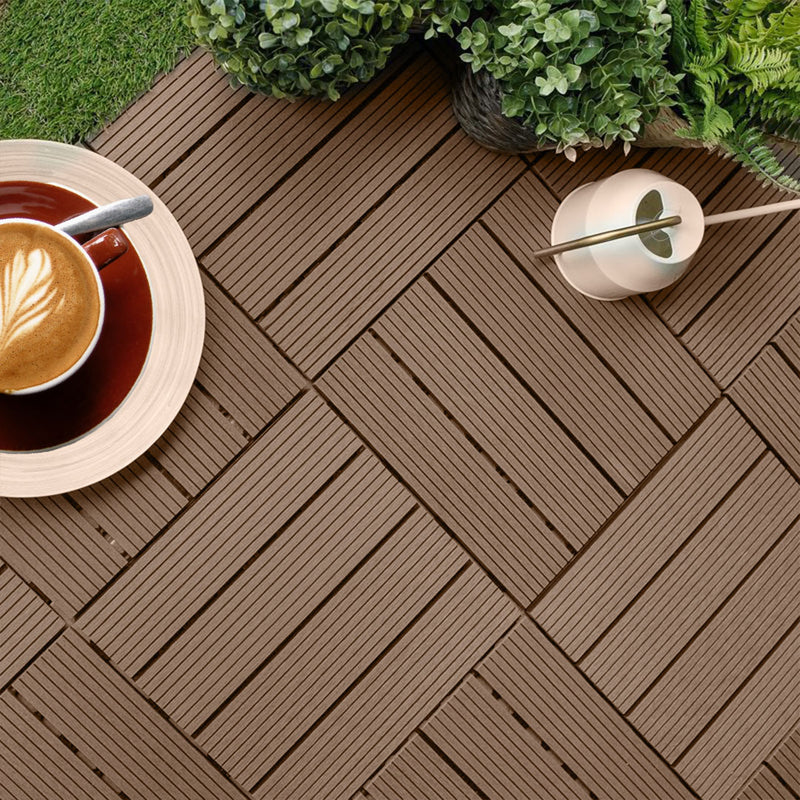 2X 11 Pcs Wood Plastic Composite Decking Tiles 30x30x2.2cm Light Chocolate