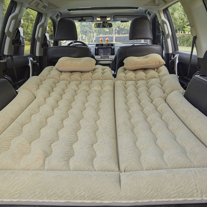 2X Beige Inflatable Car Boot Mattress Camping Travel Air Bed with Pillows