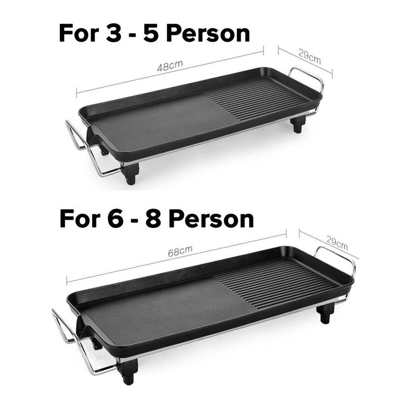 Electric BBQ Grill 48cm 68cm Non-Stick Dual Surface Plate Adjustable Thermostat