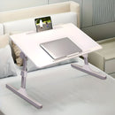 White Portable Foldable 60x40cm Laptop Bed Study Table Adjustable Height