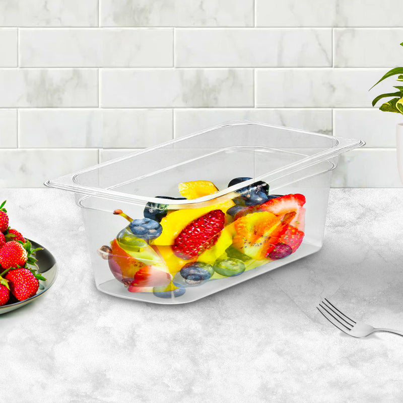 100mm Clear Gastronorm Pan 1/3 Polycarbonate Food Tray Set of 2 Transparent