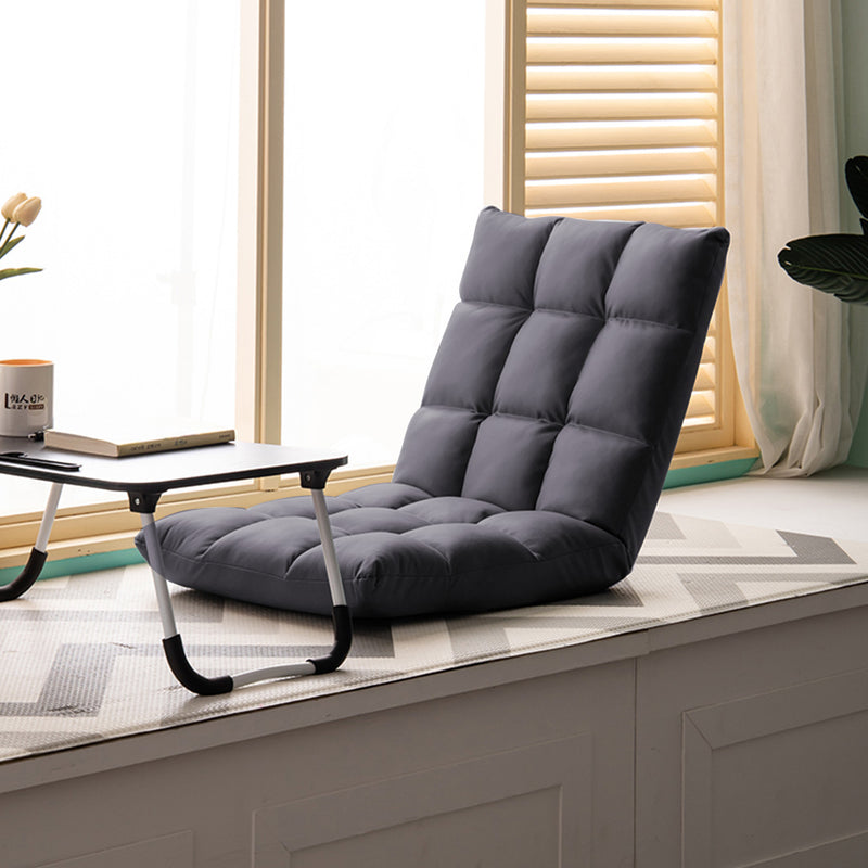 2X Grey Lounge Floor Recliner Air Leather Foldable Adjustable Indoor Outdoor