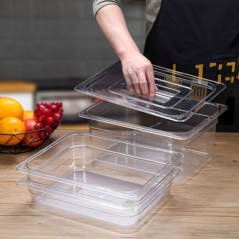 Polycarbonate 1/1 GN Lid Food Tray Cover Set of 6 Clear 53x32.5cm Dishwasher Safe