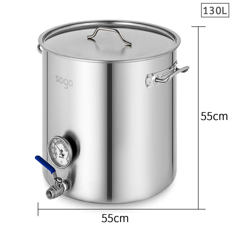 304 Stainless Steel Brewery Pot 130L Triple Bottom Weldless With Beer Valve