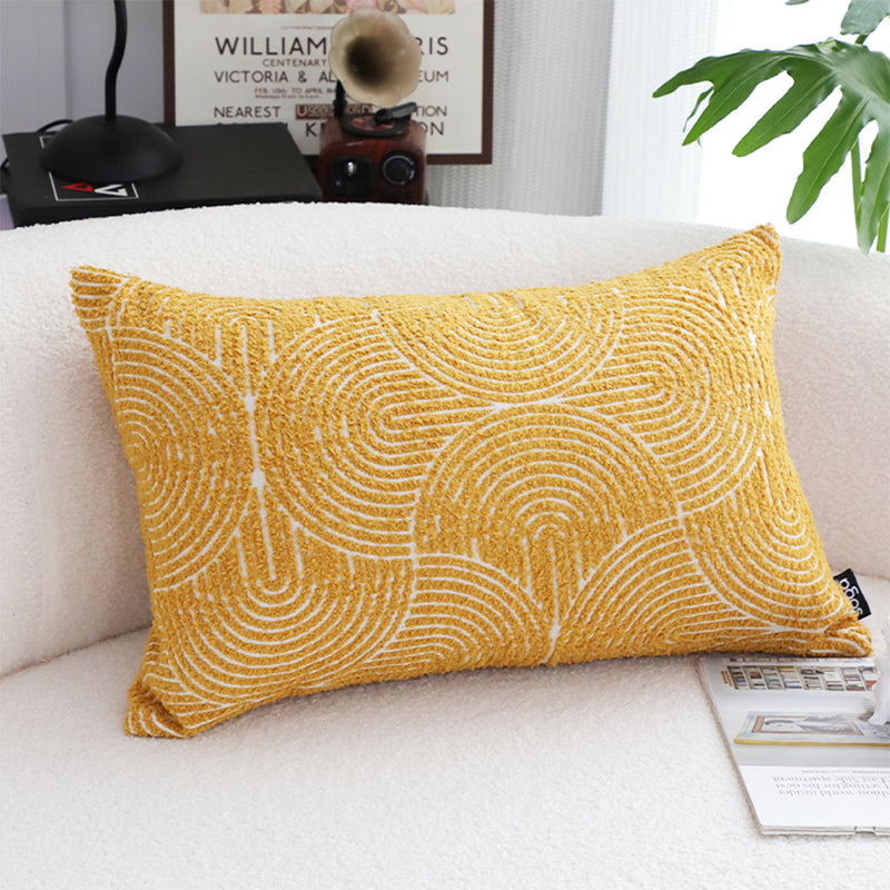 35x55x18cm Mustard Yellow Geometric Corded Throw Pillow Indoor Outdoor