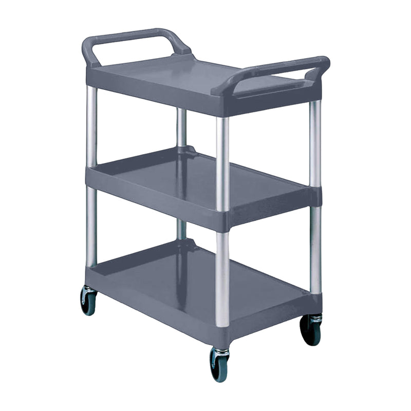 2X 3 Tier Food Trolley Pvc Metal 830x420x950mm 40kg Each Shelf Gray Wheels