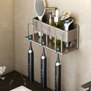 21cm Wall Mounted Aluminum Bathroom Shelf Waterproof Gray Space Saving Rack