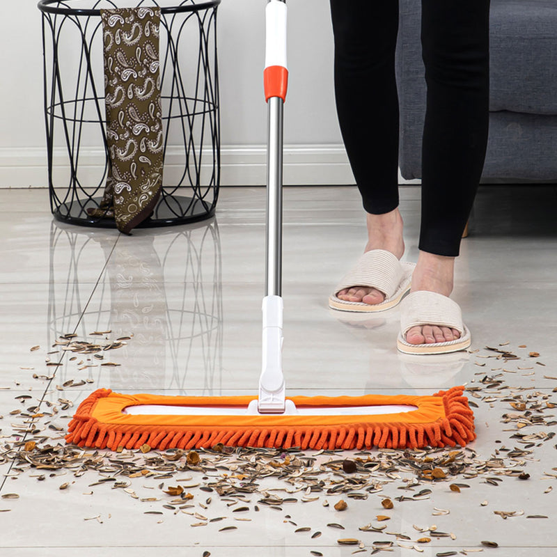 5X 80x12cm Orange Microfiber Flat Mop Cloth Covers Stainless Steel Pvc Chenille