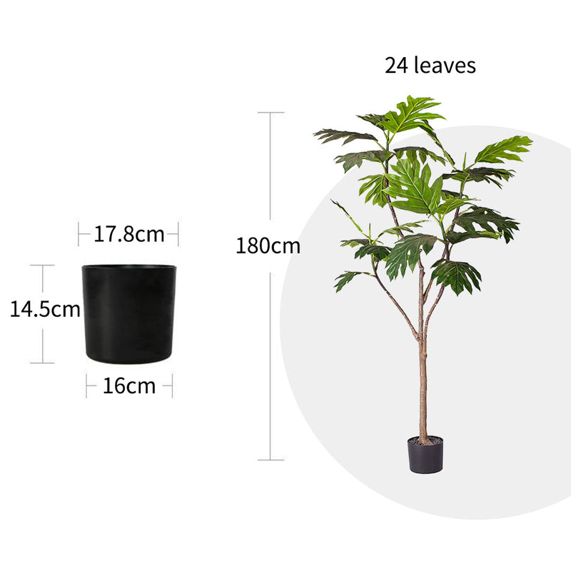 180cm Artificial Split Leaf Philodendron Tree Polyethylene Green With Pot Indoor