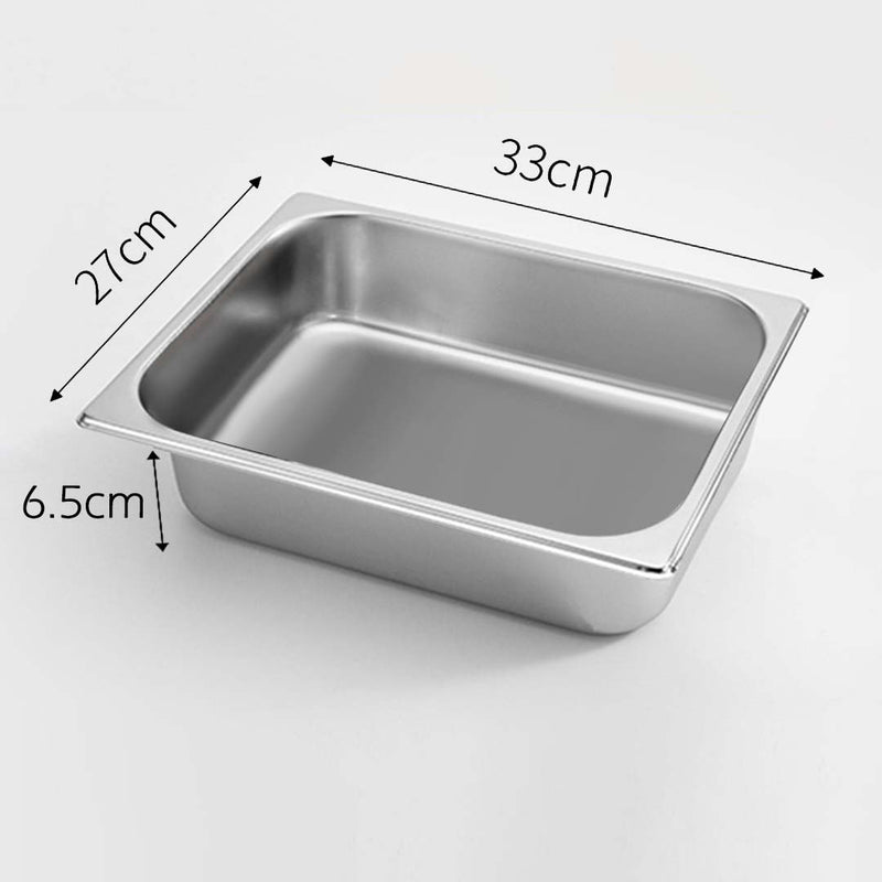 12X 1/2 Gastronorm Pan Stainless Steel 27x33x6.5cm Stackable