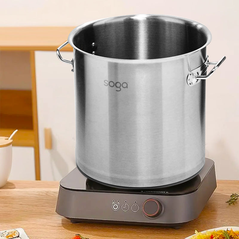 Stock Pot 225L 18/10 Stainless Steel Thick Sandwich Bottom Induction Ready