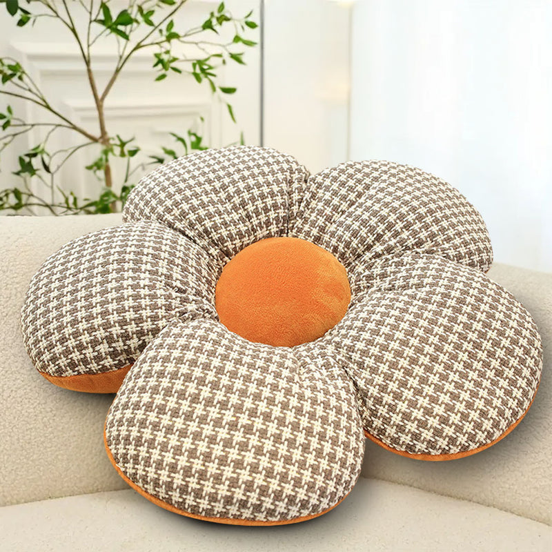 2X Orange Flower Shaped Pillow Seat Cushion 45cm for Floor Sitting or Sofa