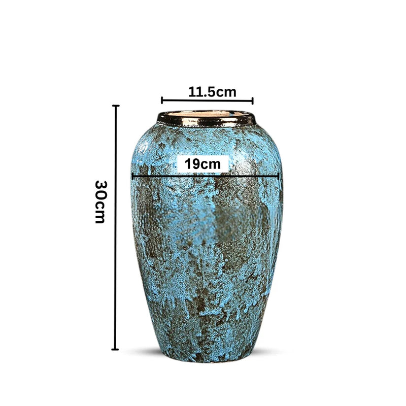 Medium Ceramic Flower Vase 30x19cm Light Blue Living Room Decor