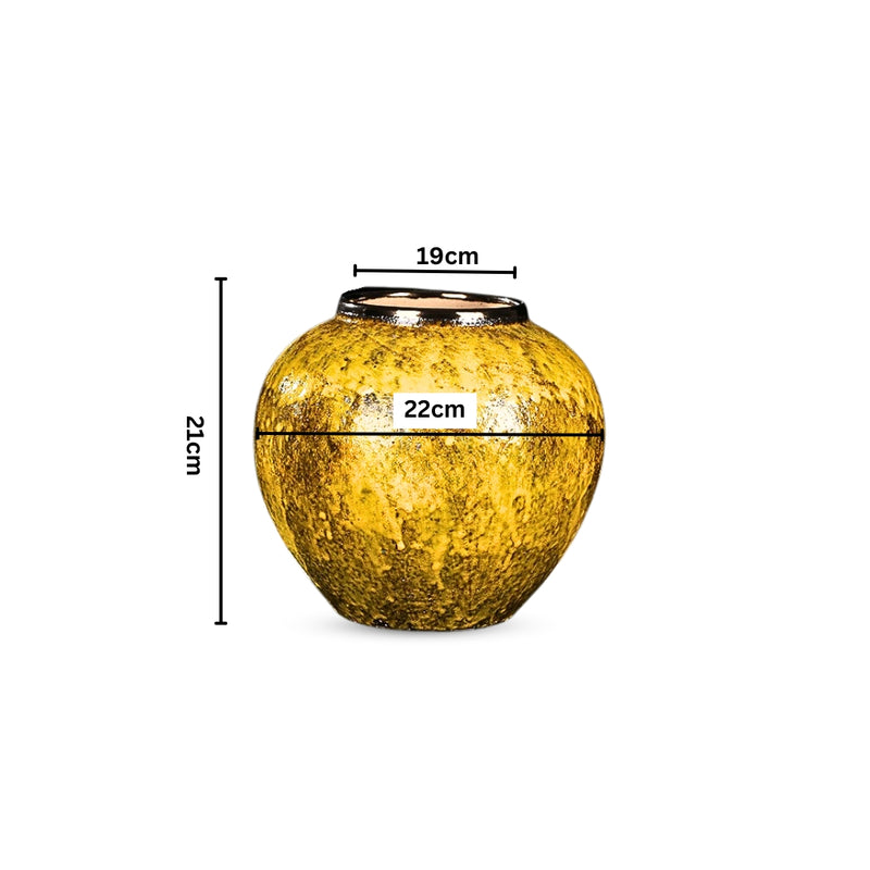Small Ceramic Flower Vase 21x22cm Yellow Sturdy Elegant Home Decor