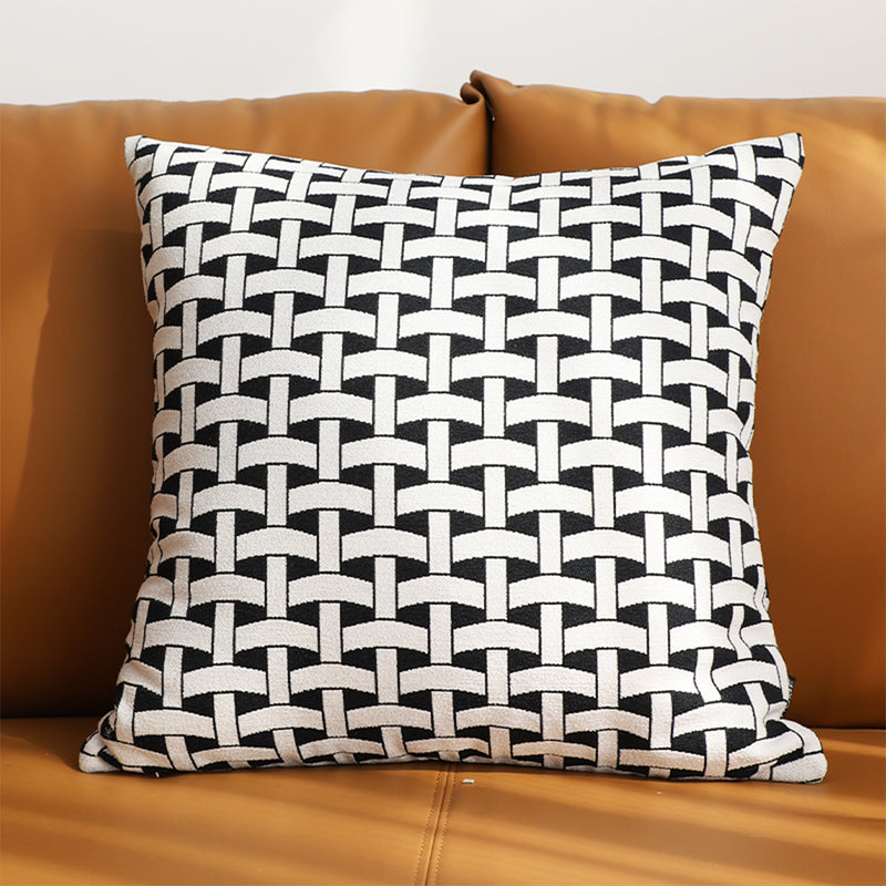 50x50x18Cm Thick Throw Pillow Polyester Fiber Cotton Fill Black And White
